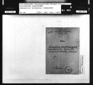 Unterstützung des Freien deutschen Hochstifts, Frankfurter Goethe Museum