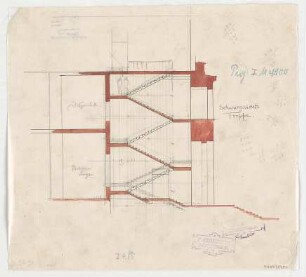 Thiersch, Friedrich von; München; Justizpalast - Treppe (Schnitt)
