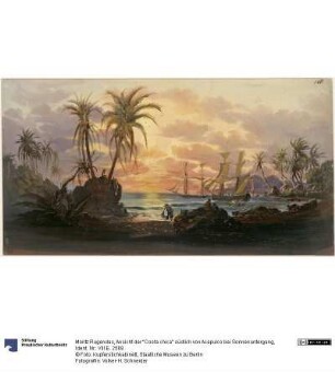 Ansicht der "Costa chica" südlich von Acapulco bei Sonnenuntergang