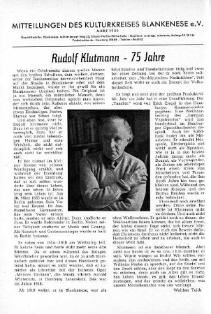 Rudolf Klutmann - 75 Jahre