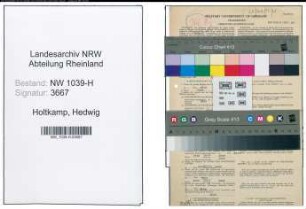 Entnazifizierung Hedwig Holtkamp , geb. 25.11.1920 (Posthalterin)