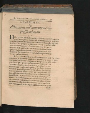 Membrum III. De Actionibus ex Conventione expressa oriundis.