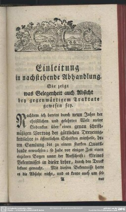 Einleitung in nachstehende Abhandlung