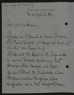 Brief an Lauterbach und Kuhn : 26.09.1905