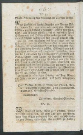 No. 34. Straßb. Sitzung vom 8ten Reifmonat, im 2ten Jahr der Rep.