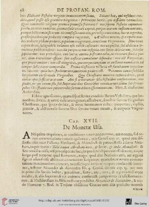 Cap. XVII: De Monetae Usu.