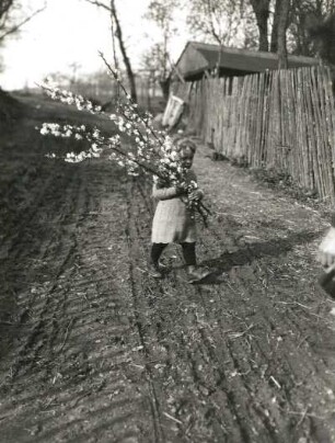 Kind mit blühenden Zweigen