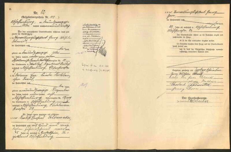 Standesamtsbuch der Stadt Aschaffenburg: Eheschließungen 252/1930 - 130/1931