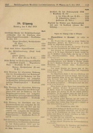 18. Sitzung, Dienstag den 6. Mai 1919