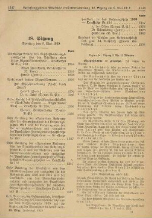 18. Sitzung, Dienstag den 6. Mai 1919
