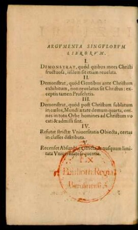 Argumenta Singulorum Librorum.