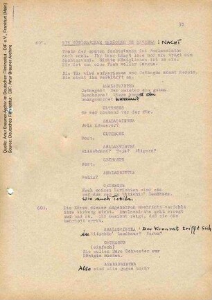 Drehbuch (Fassung vom 02.1968, Auszug), mit handschriftlichen Korrekturen 19.03.1968