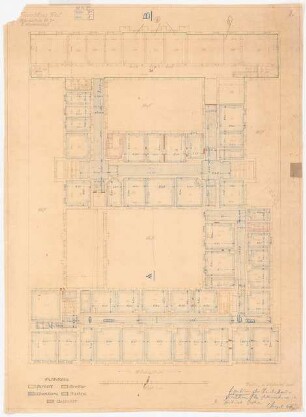 Auswärtiges Amt, Berlin-Mitte: Grundriss 2. Obergeschoss mit Einzeichnung der Fußböden 1:100