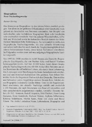 Biographien : Neue Nachschlagewerke