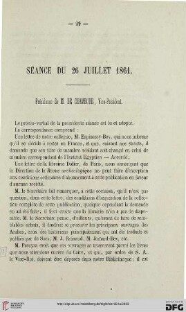 Séance du 26 juillet 1861