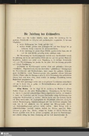 Die Zuleitung des Teichwassers