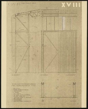 Studienarbeiten: Preisarbeit, Entwurf für Kraftwagenhof, Durchfahrtsgarage, Details, 1:20