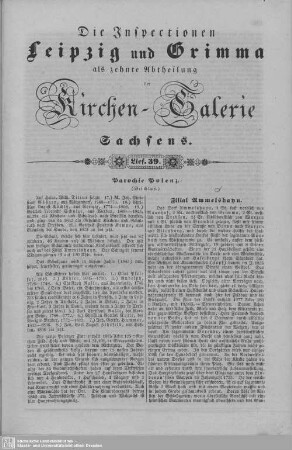 Parochie Polenz (Beschluß), Filial Ammelshayn, Parochie Eutritzsch : 39. Lieferung