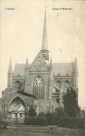 Erster Weltkrieg - Postkarten "Aus großer Zeit 1914/15". "Furnes Église St. Walburge"