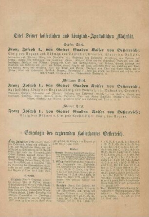 Genealogie des regierenden Kaiserhauses Oesterreich