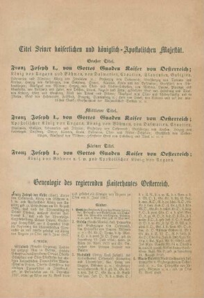 Genealogie des regierenden Kaiserhauses Oesterreich