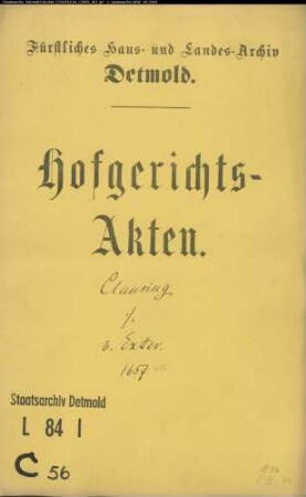 Clausing, Johanns Witwe Maria Teklenburg gegen Johann von Exter zu Pottenhausen - Schuldforderung