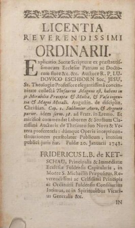 Licentia Reverendissimi Ordinarii.
