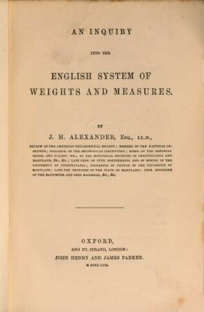 An Inquiry into the English system of Weights and Measures