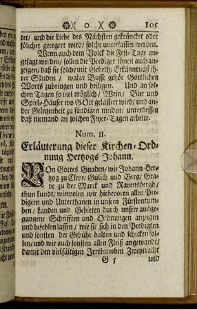 Num. II. Erläuterung dieser Kirchen-Ordnung Hertzogs Johann.