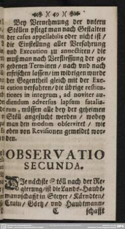 Observatio secunda