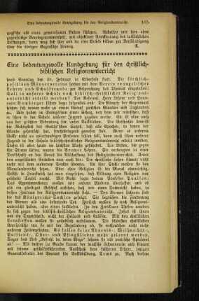 ¬Eine¬ bedeutungsvolle Kundgebung für den christlich-biblischen Religionsunterricht