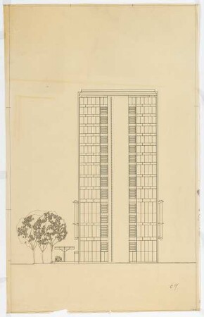 Hochschulbibliothek, Karlsruhe Neubau: Südansicht, 1:100