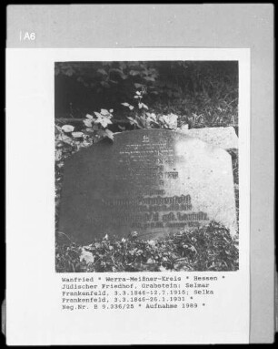 Grabstein für Selmar Frankenfeld (1846-1915) und Selka Frankenfeld (1846-1931)