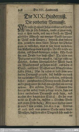 Die XIX. Hinderniß. Die verderbte Vernunfft