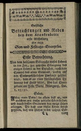 Erste Betrachtung. - Dritte Betrachtung.