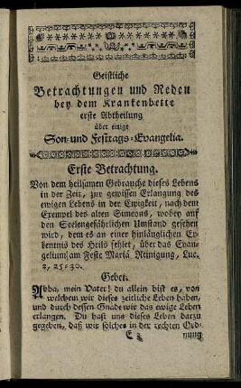 Erste Betrachtung. - Dritte Betrachtung.