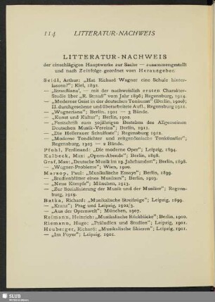 Litteratur-Nachweis der einschlägigen Hauptwerke zur Sache