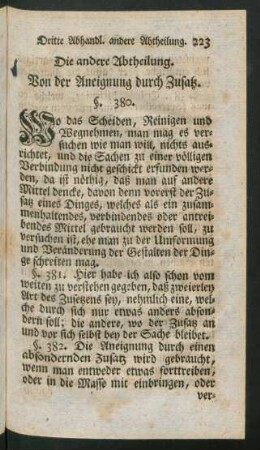 Die andere Abtheilung. Von der Aneignung durch Zusatz