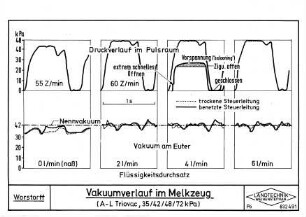 Vakuumverlauf im Melkzeug