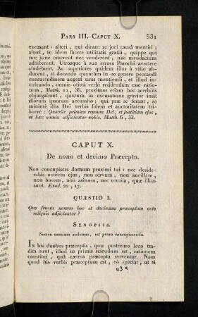 531-544, Caput X. De nono et decimo Praecepto.