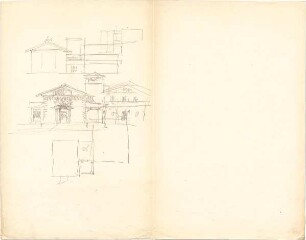 Thiersch, August ; Gebäude, Nebengebäude, Innenausstattung - unbestimmbare Einzelblätter - Außenbau (Teilansichten)