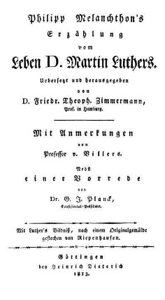 Philipp Melanchthon's Erzählung vom Leben D. Martin Luthers