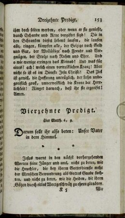 Vierzehnte Predigt. über Matth. 6, 9.