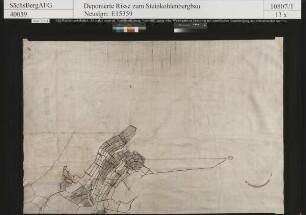 Freiherrlich von Burgker Steinkohlenwerke, Freital-Burgk, Teil der Flur von Niederhäslich mit Namen von Grundstückseigentümern und Baue auf dem Wilhelminen-, Kunst- und Alten Schacht