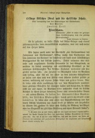 Lessings sittliches Ideal und die christliche Schule : eine Laienpredigt von den Konsequenzen des Christentums