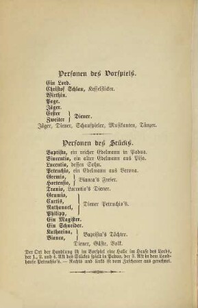 Der Widerspenstigen Zähmung : Lustspiel in vier Akten und einem Vorspiel