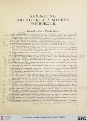 Keramik, Zinn, Metallarbeiten (Nr. 119-139)
