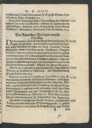 Der Römischen Theologen teutsche Schrifften.