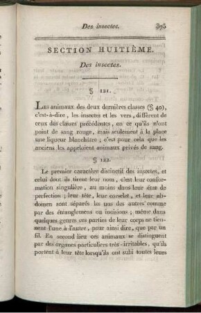 Section huitième. Des insectes.