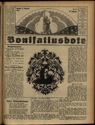 Erste Ausgabe vom Sonntag, den 22. Dezember 1929.